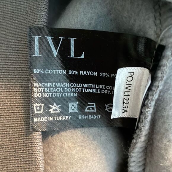IVL Collective Oversized Hoodie Sweatshirt Soft Charcoal Gray Fleece S - Picture 7 of 9
